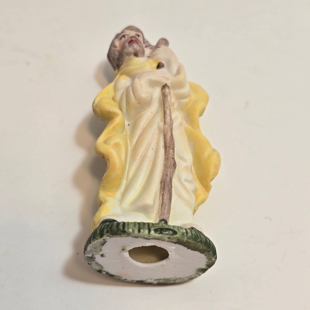 Nativity Joseph Shepherd Figurine Ceramic Vintage Christmas Decor 4 Inch - Picture 3 of 7